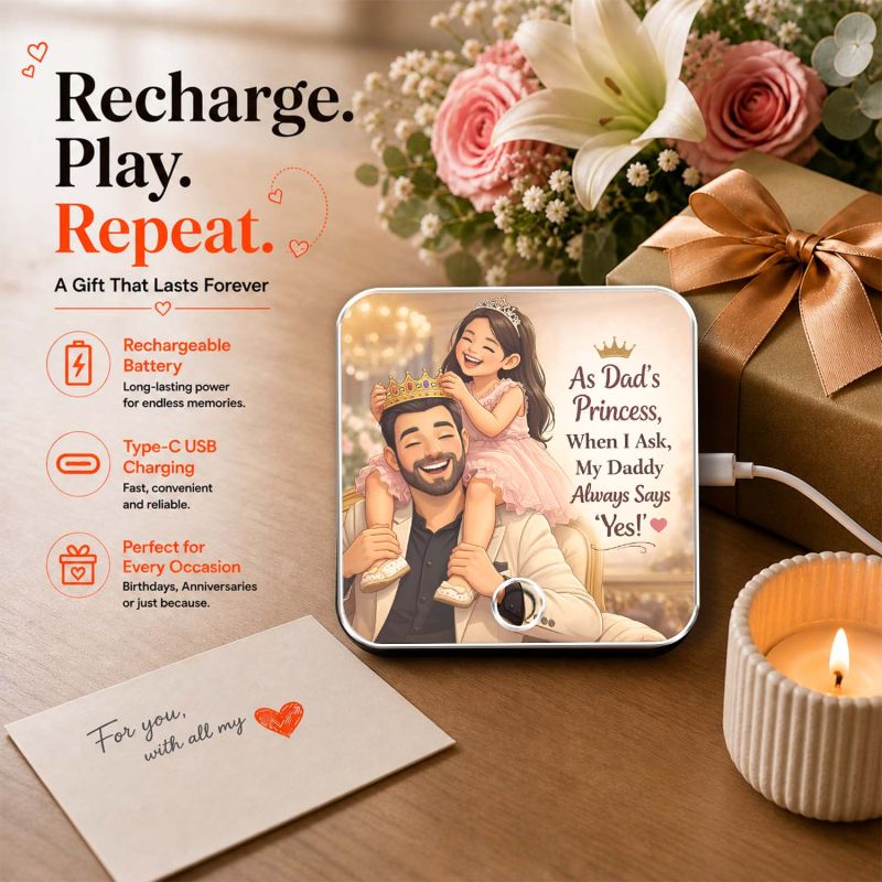 Musical Fridge Magnet Gift for Father Day from Daughter | Birthday Gift for Papa Rechargeable Music Fridge Magnet for Refrigerator & Almirah Decor
